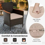 Gymax 9 Piece Patio Wicker Dining Set w/ Double-Sided Patio Beige