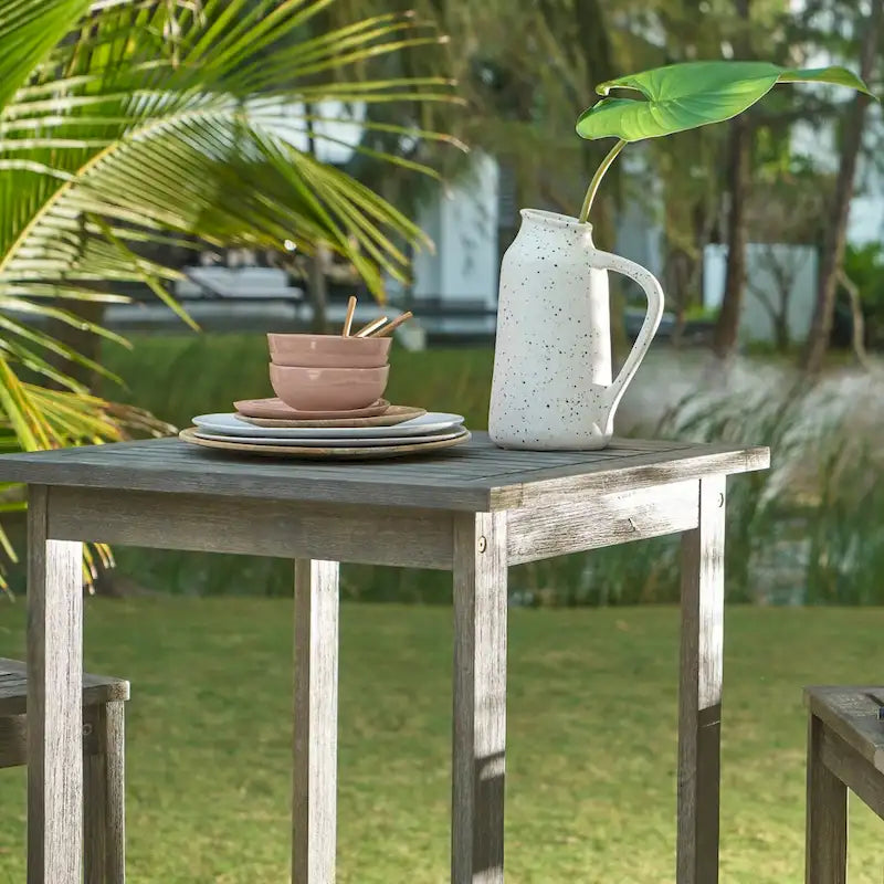 Grey-washed Farmhouse Wood Bar Table