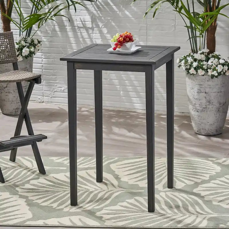 Outdoor Minimalist Wood Square Bar Table - Dark Gray