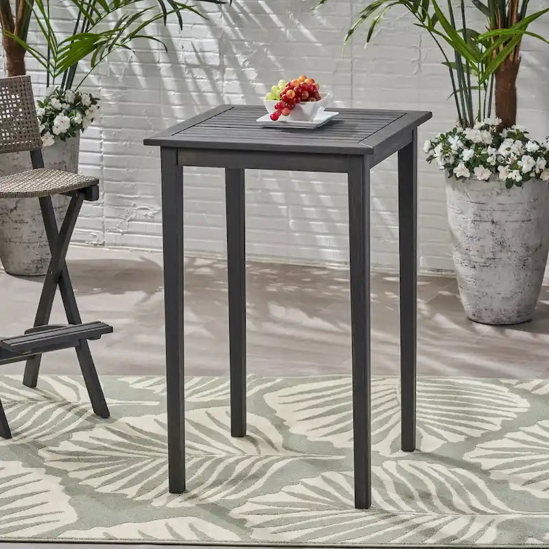 Outdoor Minimalist Wood Square Bar Table - Dark Gray