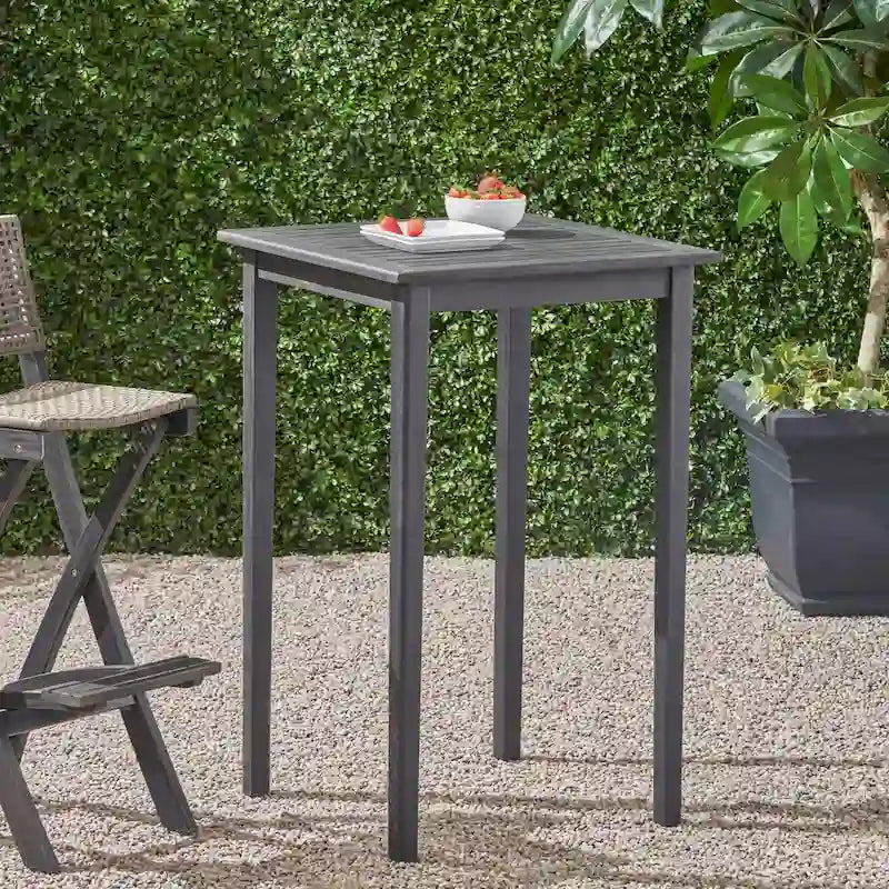 Outdoor Minimalist Wood Square Bar Table - Dark Gray