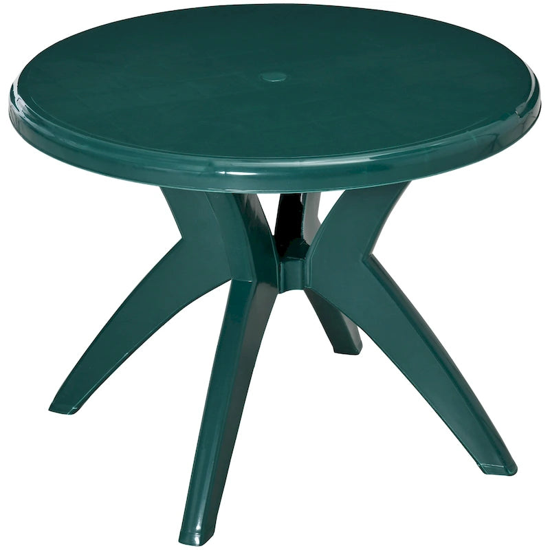 36.25 Dia Round Plastic Patio Table with Umbrella Hole, Outdoor Bistro Dining Table, for Bar, Garden