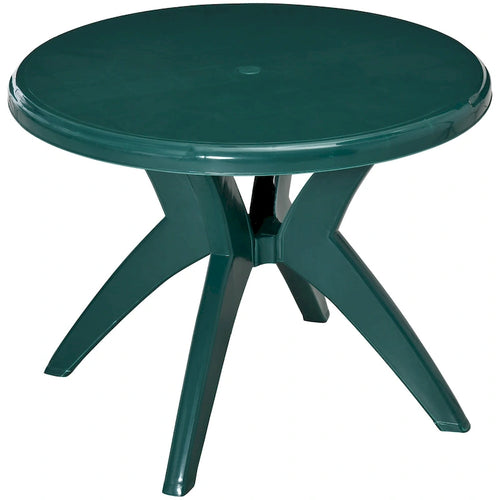 36.25 Dia Round Plastic Patio Table with Umbrella Hole, Outdoor Bistro Dining Table, for Bar, Garden