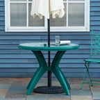 36.25 Dia Round Plastic Patio Table with Umbrella Hole, Outdoor Bistro Dining Table, for Bar, Garden