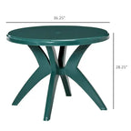 36.25 Dia Round Plastic Patio Table with Umbrella Hole, Outdoor Bistro Dining Table, for Bar, Garden