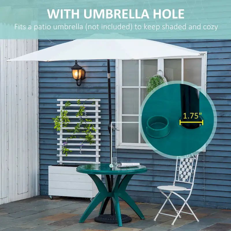 36.25 Dia Round Plastic Patio Table with Umbrella Hole, Outdoor Bistro Dining Table, for Bar, Garden