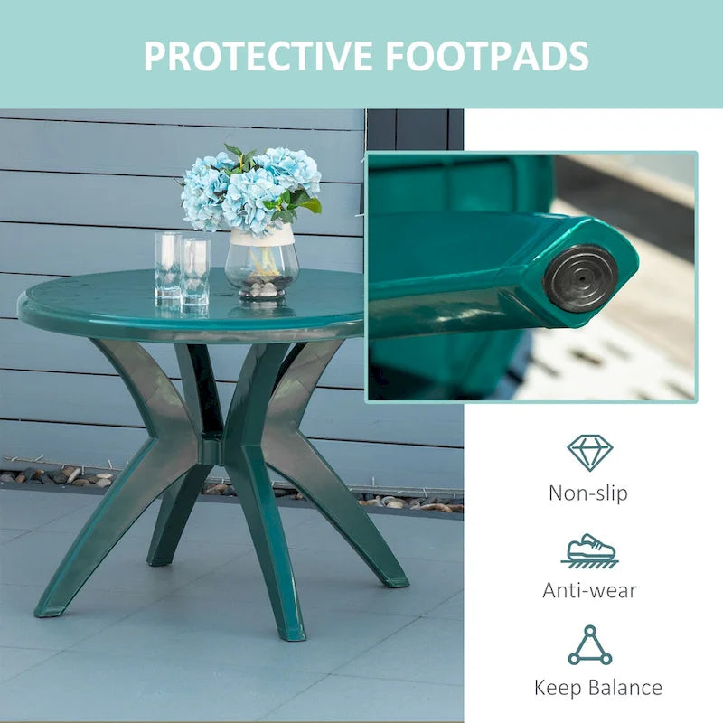 36.25 Dia Round Plastic Patio Table with Umbrella Hole, Outdoor Bistro Dining Table, for Bar, Garden