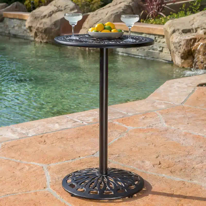 Aluminum Bar Table 41.5 Inch Copper Finish Outdoor Rustic Modern