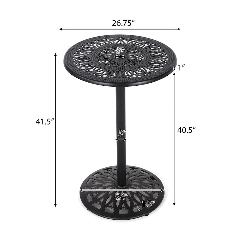 Aluminum Bar Table 41.5 Inch Copper Finish Outdoor Rustic Modern
