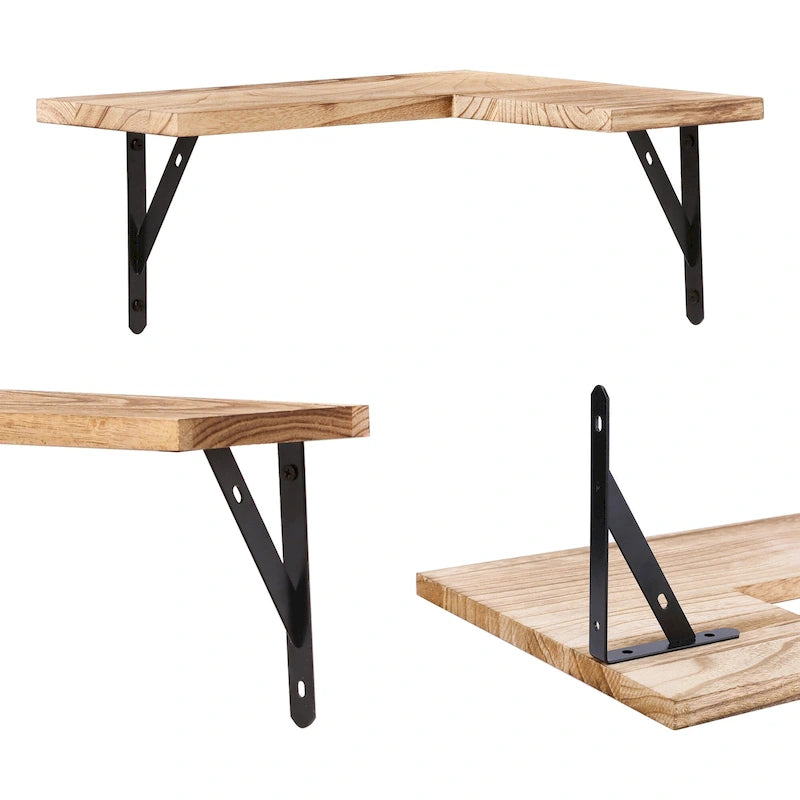 Wood Floating Shelves Set of 3, Wall Mounted Shelves for Bedroom, Bathroom, Living Room, and Kitchen Wall Decor 15.7*11.4in