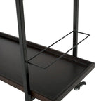 Rolling Bar Cart with Wood Look Shelving, Handle & Lockable Casters - Industrial Style Mobile Serving Cart with Wine Storage