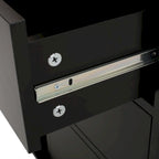Modern Kitchen Cart with Rubberwood Top, Cabinet Storage, Two Drawers, Three Open Shelves and Lockable Rolling Casters