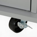 Modern Kitchen Cart with Rubberwood Top, Cabinet Storage, Two Drawers, Three Open Shelves and Lockable Rolling Casters