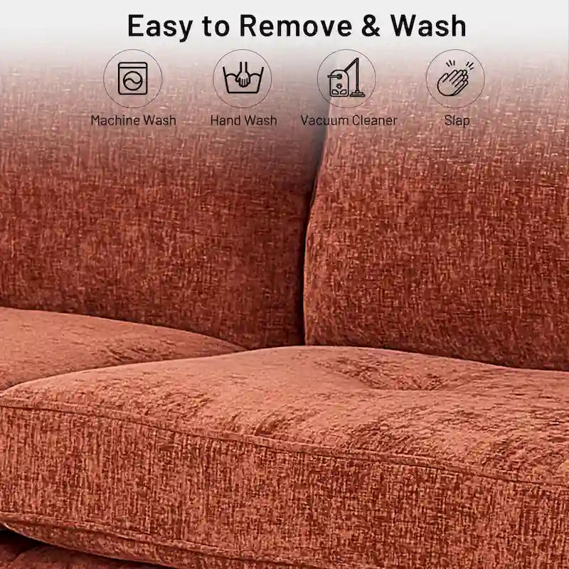 Modern 82 in. Square Arm Chenille Upholstered Rectangle Loveseat Sofa with USB Ports