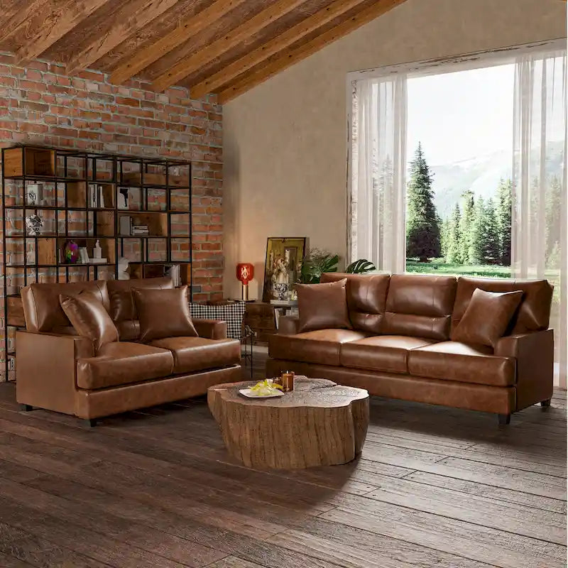 Faux Leather 2 Piece Chair and Sofa Set by