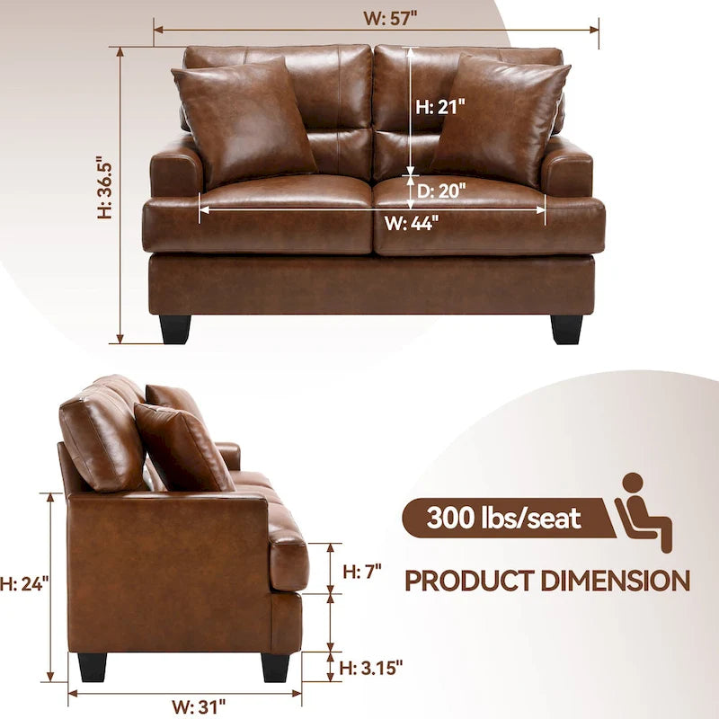 Faux Leather 2 Piece Chair and Sofa Set by