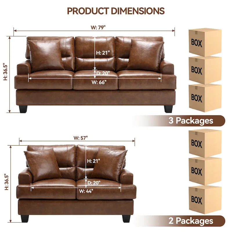 Faux Leather 2 Piece Chair and Sofa Set by