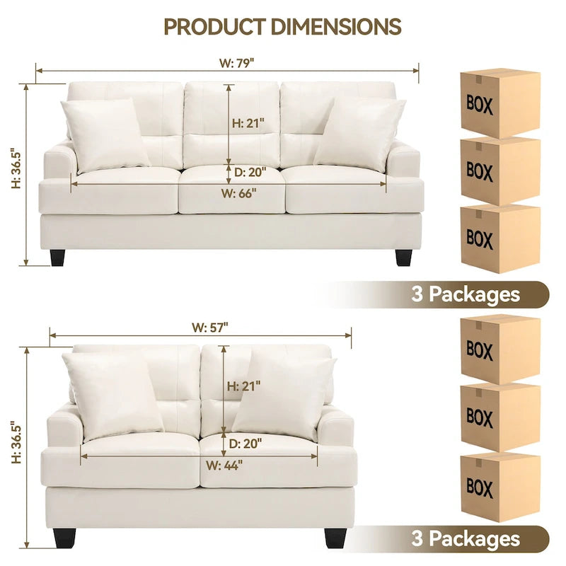 Faux Leather 2 Piece Chair and Sofa Set by