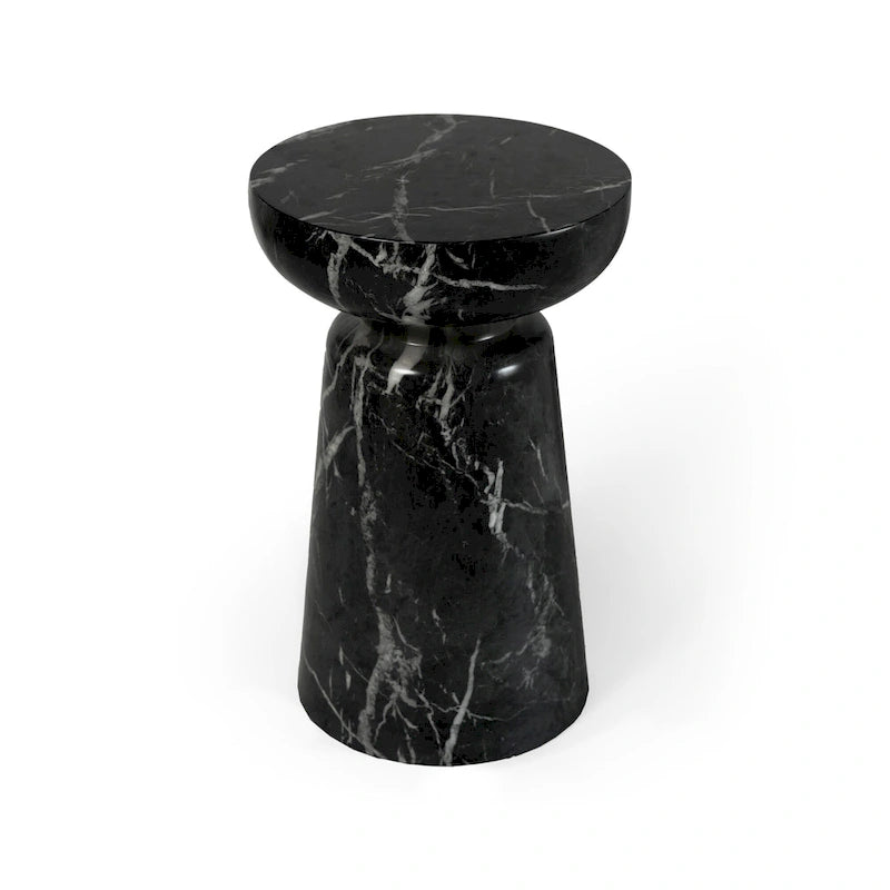 Grover Outdoor Faux Stone Chalice Side Table