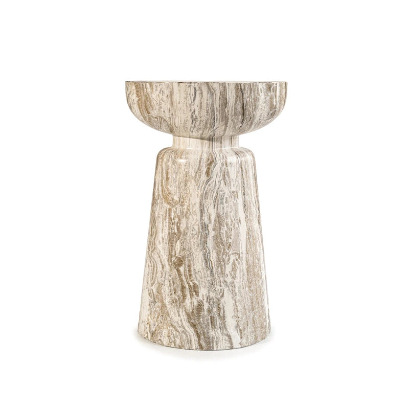 Grover Outdoor Faux Stone Chalice Side Table