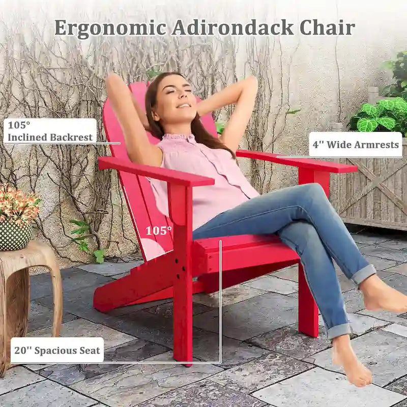 Costway Patio Adirondack Chair with Inclined Seat High Backrest & Wide - See Details