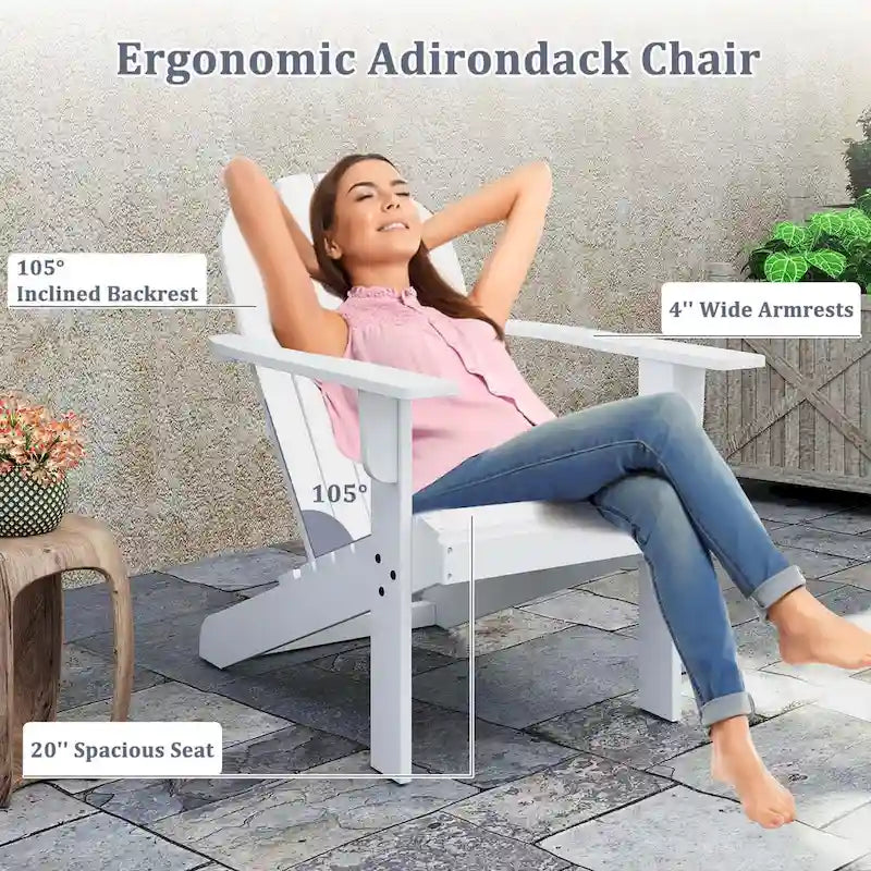 Costway Patio Adirondack Chair with Inclined Seat High Backrest & Wide - See Details
