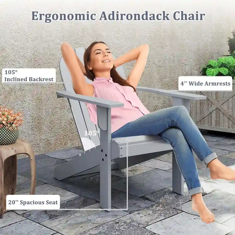Costway Patio Adirondack Chair with Inclined Seat High Backrest & Wide - See Details