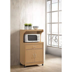 Hodedah HIK72 Microwave Kitchen Cart with Wheels Storage Shelf Cabinet, Gray - 60