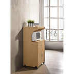 Hodedah HIK72 Microwave Kitchen Cart with Wheels Storage Shelf Cabinet, Gray - 60