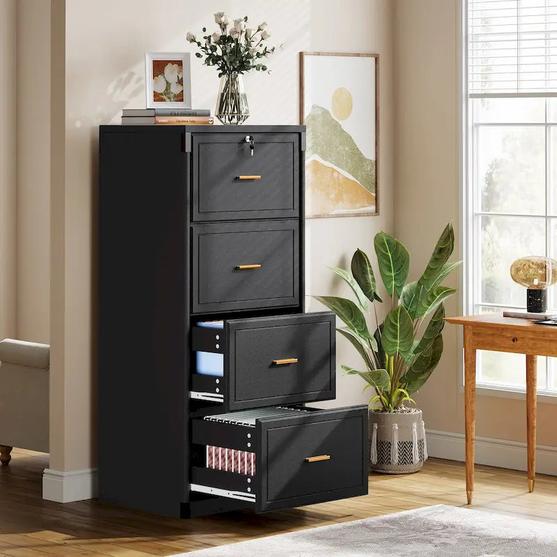 4-Drawer File Cabinet with Lock for A4/Letter/Legal Size Files