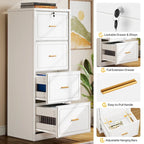 4-Drawer File Cabinet with Lock for A4/Letter/Legal Size Files