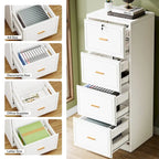 4-Drawer File Cabinet with Lock for A4/Letter/Legal Size Files