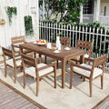 Acacia Wood Outdoor Table and Chairs Set for Patio (Set of 7)