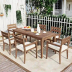Acacia Wood Outdoor Table and Chairs Set for Patio (Set of 7)