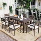Acacia Wood Outdoor Table and Chairs Set for Patio (Set of 7)