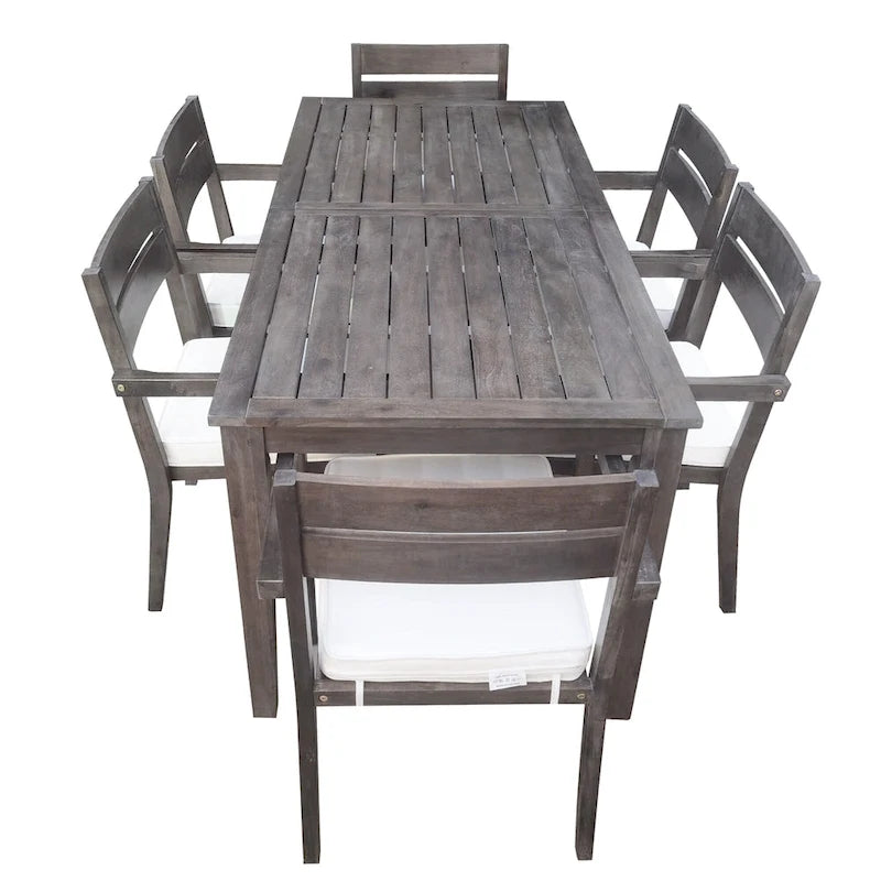 Acacia Wood Outdoor Table and Chairs Set for Patio (Set of 7)