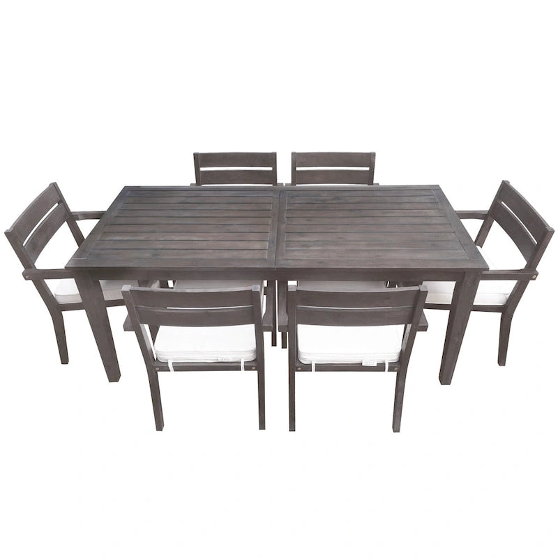 Acacia Wood Outdoor Table and Chairs Set for Patio (Set of 7)