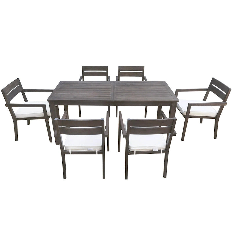 Acacia Wood Outdoor Table and Chairs Set for Patio (Set of 7)