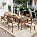 Acacia Wood Outdoor Table and Chairs Set for Patio (Set of 7)
