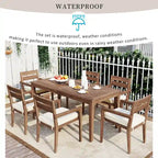 Acacia Wood Outdoor Table and Chairs Set for Patio (Set of 7)