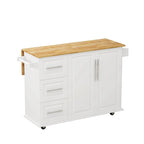 Kitchen Island Cart With 2 Door Cabinet And Three Drawers(no include stool)