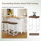 Topmax Farmhouse Kitchen Island Set With Drop Leaf And 2 Seatings