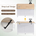 Topmax Farmhouse Kitchen Island Set With Drop Leaf And 2 Seatings