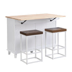 Topmax Farmhouse Kitchen Island Set With Drop Leaf And 2 Seatings