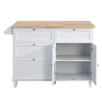 Topmax Farmhouse Kitchen Island Set With Drop Leaf And 2 Seatings