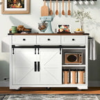 53.7 Farmhouse Kitchen Island With Power Outlet(no include stool)