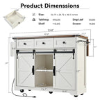 53.7 Farmhouse Kitchen Island With Power Outlet(no include stool)