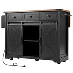 53.7 Farmhouse Kitchen Island With Power Outlet(no include stool)