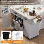 Kitchen Island With Trash Can Storage Cabinet(no include stool)