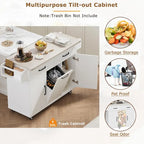 Kitchen Island With Trash Can Storage Cabinet(no include stool)